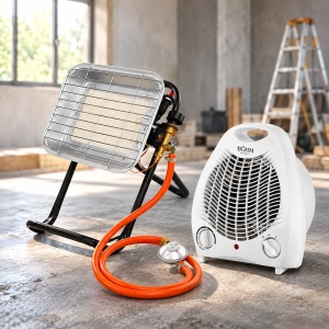 Pachet Incalzitor Gaz GPL Bohm BF-009D-02, 4.5kW, 20-80 m2 + Aeroterma Electrica Bohm BFH-801, 2000W CADOU