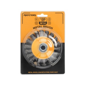 Perie Sarma Conica cu Noduri ROTOR, 100mm, M14, pentru polizor unghiular - Img 3