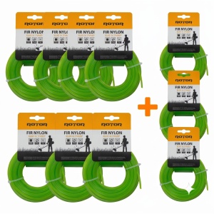 Set 10 Fire Nylon Patrat ROTOR, 2mm x 15m, verde, pentru motocoasa si trimmer