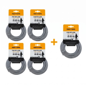 Set 5 Fire Nylon cu Insertie Otel ROTOR, 3mm x 15m, rotund, pentru motocoasa