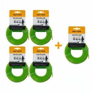 Set 5 Fire Nylon Patrat ROTOR, 3mm x 15m, verde, pentru motocoasa si trimmer