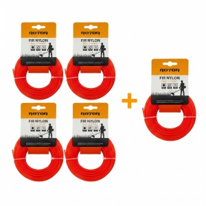 Set 5 Fire Nylon Rotund ROTOR, 4mm x 15m, rosu, pentru motocoasa si trimmer