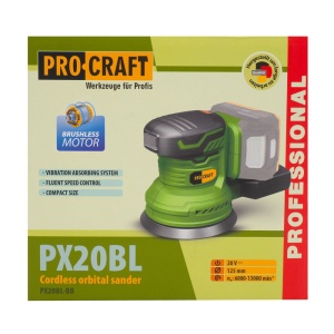 Slefuitor Excentric Acumulator ProCraft PX20BL, Brushless, fara acumulator - Img 11