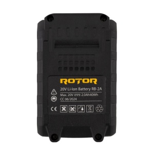 Acumulator ROTOR RB-2A, 20V, 2Ah, Li-ion, pentru scule ROTOR 20V - Img 3