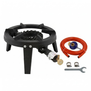 Arzator pirostrie gaz GPL propan-butan Rotor, putere 5.5 kW, fonta, consum 381 g/h, presiune 28-30bar, robinet reglaj, include 2m furtun, regulator, cleme, cheie, inel