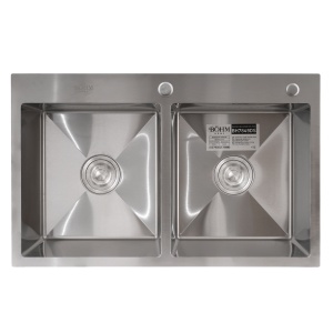 Chiuveta Bucatarie Dubla Inox SUS304 Bohm BH7849DS, 780x490mm, satin - Img 2
