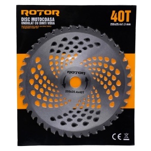 Disc Motocoasa ROTOR, 40T ondulat, Vidia, 255x25.4x1.3mm - Img 2