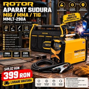 Pachet Aparat Sudura MIG MMA TIG ROTOR MMLT-290A, 290 A + Geanta Textila Scule 16 inch, 14 buzunare - Img 2