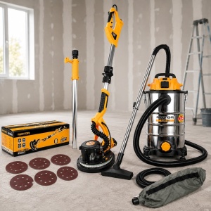 Pachet Slefuitor Pereti ROTOR R-S225L-3, 750W, disc 225mm, 800-1750 rot/min + Aspirator Umed Uscat ROTOR RUM-30, 30L, 1400W, 21 kPa, filtru HEPA