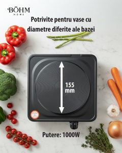 Plita Electrica 1 Ochi Bohm BE-H-002F-B, negru - Img 8