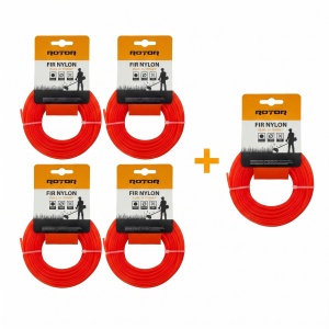 Set 5 Fire Nylon Rotund ROTOR, 2.4mm x 15m, rosu, pentru motocoasa si trimmer