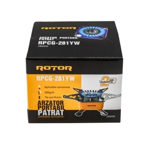 Arzator portabil cu aprindere automata ROTOR RPCG-281YW, 2.8 kW, butan, consum 200 g/h - Img 4