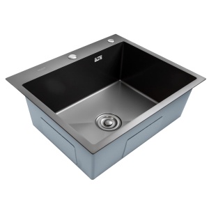 Chiuveta Bucatarie Inox SUS304 Bohm BH6050BA, 600x500mm, negru, adancime 220 mm, sifon inclus