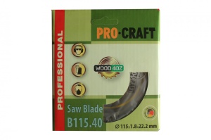 Disc Circular Lemn ProCraft B115.40, 115mm, 40 dinti, pentru fierastraie circulare