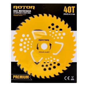 Disc Motocoasa Premium ROTOR, 40T, Vidia cu aripioare, 255x25.4x1.5mm