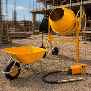 Pachet Santier ROTOR: Betoniera RB165 165L + Roaba 100L + Vibrator Beton RCV850