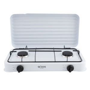 Plita cu doua arzatoare pe gaz, aprindere manuala BÖHM HOME BG-M-002-W, 4.4 kW, 55x32x7 cm - Img 4