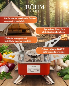 Arzator Portabil Patrat Bohm BG-K-005, propan/butan, pentru camping - Img 5