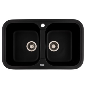 Chiuveta Bucatarie Granit Dubla Flow FCB-7647TBA, 76x47cm, seria Twins, black anthracite