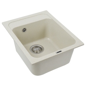 Chiuveta Bucatarie Granit Elefant Premium Korrado, 497x398mm, nisip, montare sub blat - Img 4