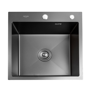 Chiuveta Bucatarie Inox SUS304 Bohm BH5050BA, 500x500mm, negru, adancime 220 mm, sifon inclus - Img 2