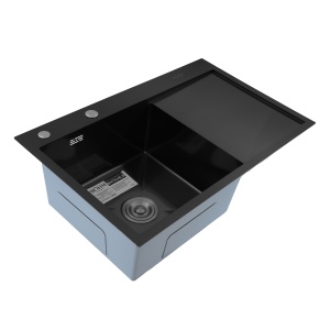 Chiuveta Bucatarie Inox SUS304 Bohm BH7849LB, 780x490mm, nano black, cuva stanga
