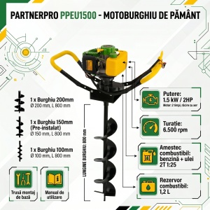 Motoburghiu Foreza Pamant PartnerPro PPEU1500, 52cc, 2CP, 6500 RPM, 2 timpi - Img 2