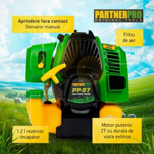 Motocoasa Benzina PartnerPro PP57, 6CP, 52cc, 2T, pentru iarba si tufis - Img 2