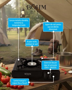Plita Gaz Camping Bohm BG-K-001, 1 arzator, GPL, 2.3kW - Img 11