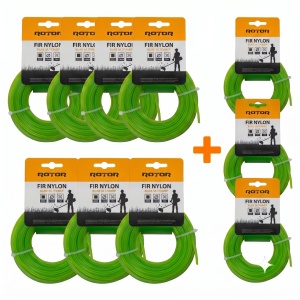 Set 10 Fire Nylon Patrat ROTOR, 2.4mm x 15m, verde, pentru motocoasa si trimmer