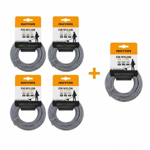Set 5 Fire Nylon cu Insertie Otel ROTOR, 3.5mm x 15m, rotund, pentru motocoasa