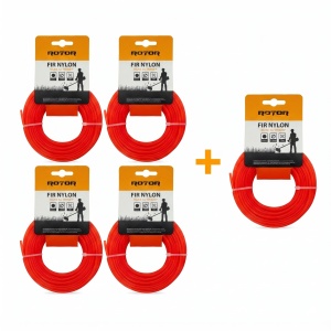 Set 5 Fire Nylon Rotund ROTOR, 3.5mm x 15m, rosu, pentru motocoasa si trimmer