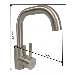 Baterie Lavoar Mixxus SUS-001-G, inox, monocomanda, pentru baie - Img 2