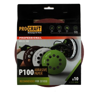 Disc Abraziv Slefuitor Excentric ProCraft KD225.100, 225mm, P100, set 10 buc