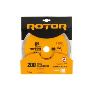Disc Diamantat ROTOR 200mm, 1.6mm, alezaj 25.4mm, continuu cu apa, pentru ceramica