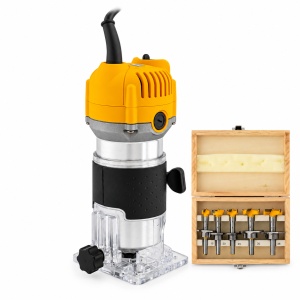 Freza electrica lemn cu 5 freze Rotor, 500W, 220V, 28000rpm otel carbon mandrina 6.35mm, dimensiuni freze 15mm, 20mm, 25mm, 30mm, 35mm