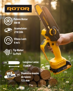 Mini Drujba 6 inch Acumulator ROTOR RBS-62, 21V, 2Ah, cu incarcator - Img 3