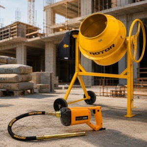 Pachet Betoniera ROTOR RB165, 165L, 900W + Vibrator Beton RCV850 CADOU