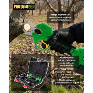 Pachet Foarfeca Electrica Acumulator PartnerPro PP-FE16V, 16V, 300W + Lame si Fierastrau CADOU - Img 5