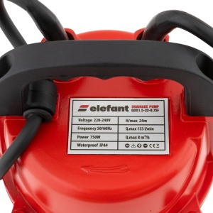 Pompa de drenaj submersibila Elefant QDX1.5-32-0.75F cu plutitor, 750W, 116 l/min, H max 32m - Img 3