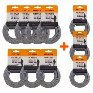 Set 10 Fire Nylon cu Insertie Otel ROTOR, 3mm x 15m, rotund, pentru motocoasa