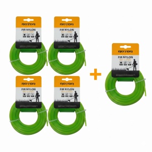 Set 5 Fire Nylon Patrat ROTOR, 2.4mm x 15m, verde, pentru motocoasa si trimmer