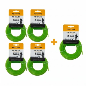 Set 5 Fire Nylon Patrat ROTOR, 2.7mm x 15m, verde, pentru motocoasa si trimmer