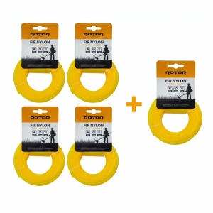 Set 5 Fire Nylon Stea ROTOR, 2.4mm x 15m, galben, pentru motocoasa si trimmer