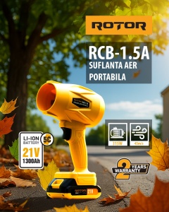 Suflanta Aer Acumulator ROTOR RCB-1.5A, 21V, 1.3Ah, 45 m/s, compacta