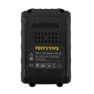 Acumulator ROTOR RB-3A, 20V, 3Ah, Li-ion, pentru scule ROTOR 20V - Img 3
