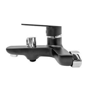 Baterie Cada Flow 183-FD439ZB, zinc negru crom, cu para de dus, pipa fixa - Img 3