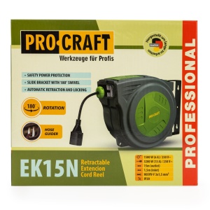Bobina Prelungitoare Retractabila ProCraft EK15, 15m, pentru atelier si santier - Img 2