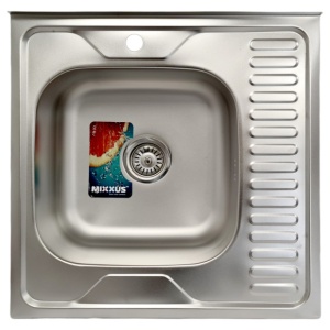 Chiuveta Bucatarie Inox Mixxus Z6060L-08-180MD, patrata, adancime 180mm, sifon inclus