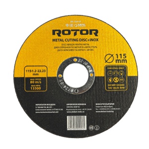 Disc Abraziv Taiere Metal Inox ROTOR, 115x1.2x22.23mm, pachet 25 buc